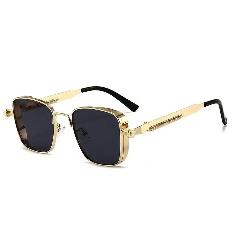 New Sunglasses Men Driving Sunglasses Retro Spring Leg Driving Outdoor Sports Metal Rectangular Decorative Glasses Women Uv400