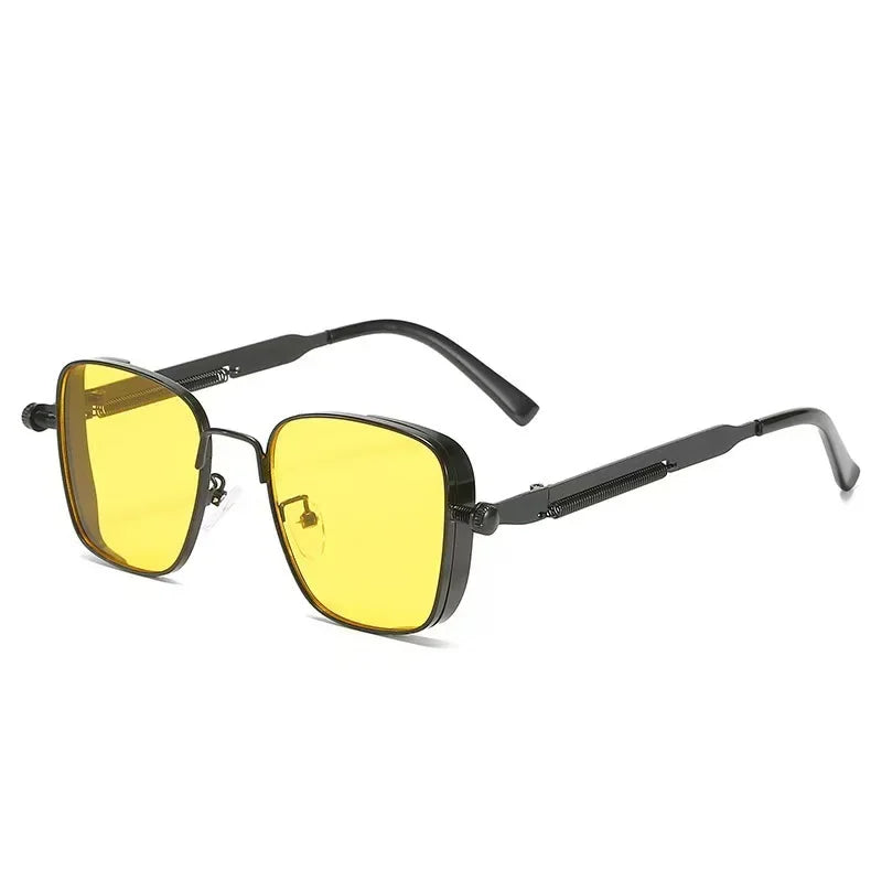New Sunglasses Men Driving Sunglasses Retro Spring Leg Driving Outdoor Sports Metal Rectangular Decorative Glasses Women Uv400